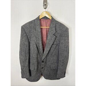Harris Tweed Men 42‎ Wool Gray Blazer Sports Coat Herringbone